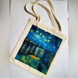 New! Vincent Van Gogh Starry night over the Rhone Cotton Canvas Tote Bag / Gifts